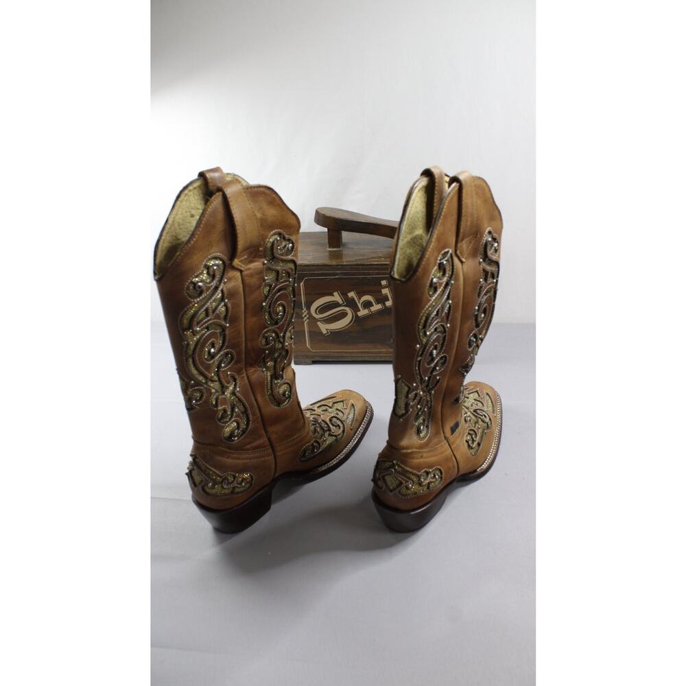 Sergal Womens Size 6 Brown Cowboy Boots leather cuban western heel outsoles - Picture 3 of 11